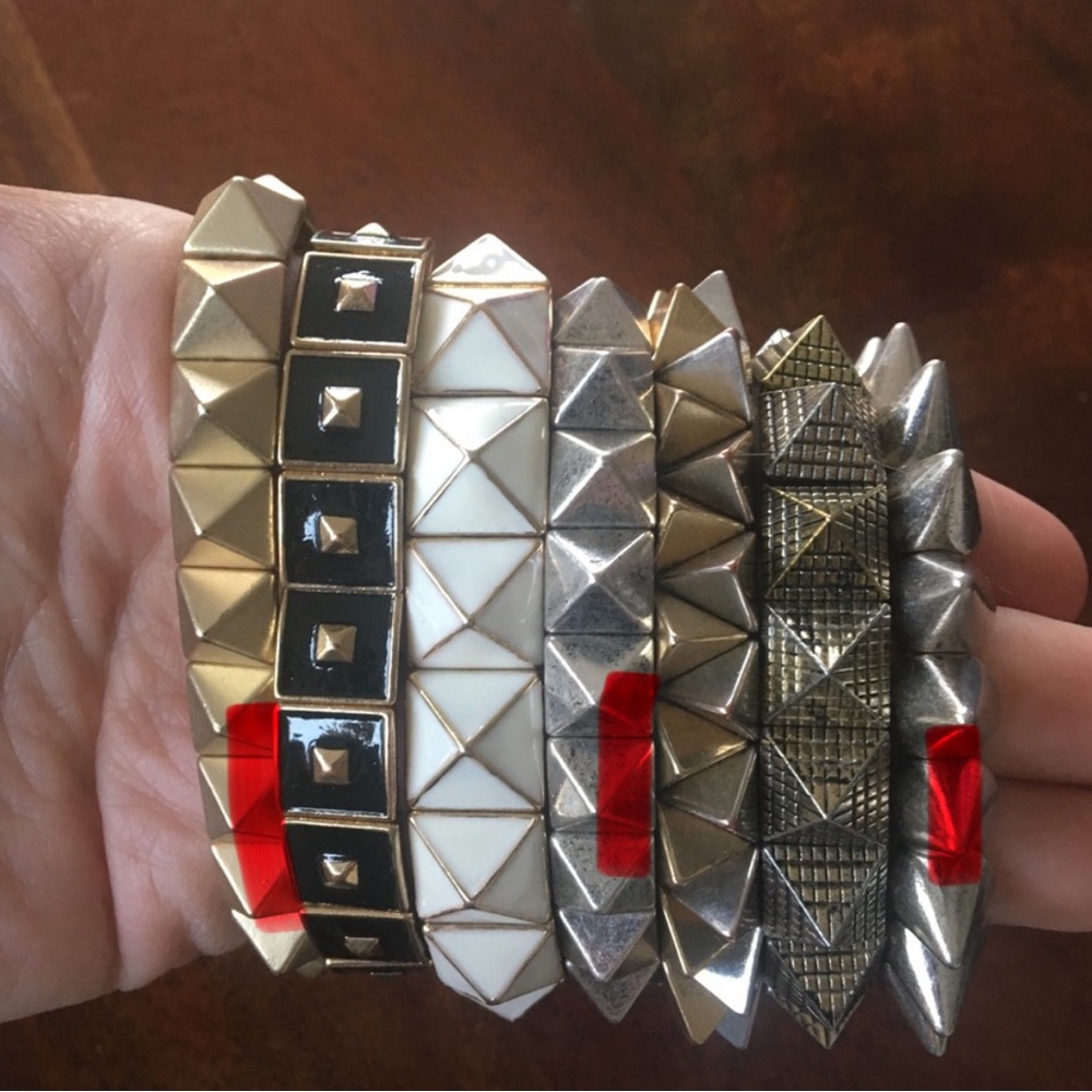 Assorted Spiked Stretch Bracelets Gold Silver Tone